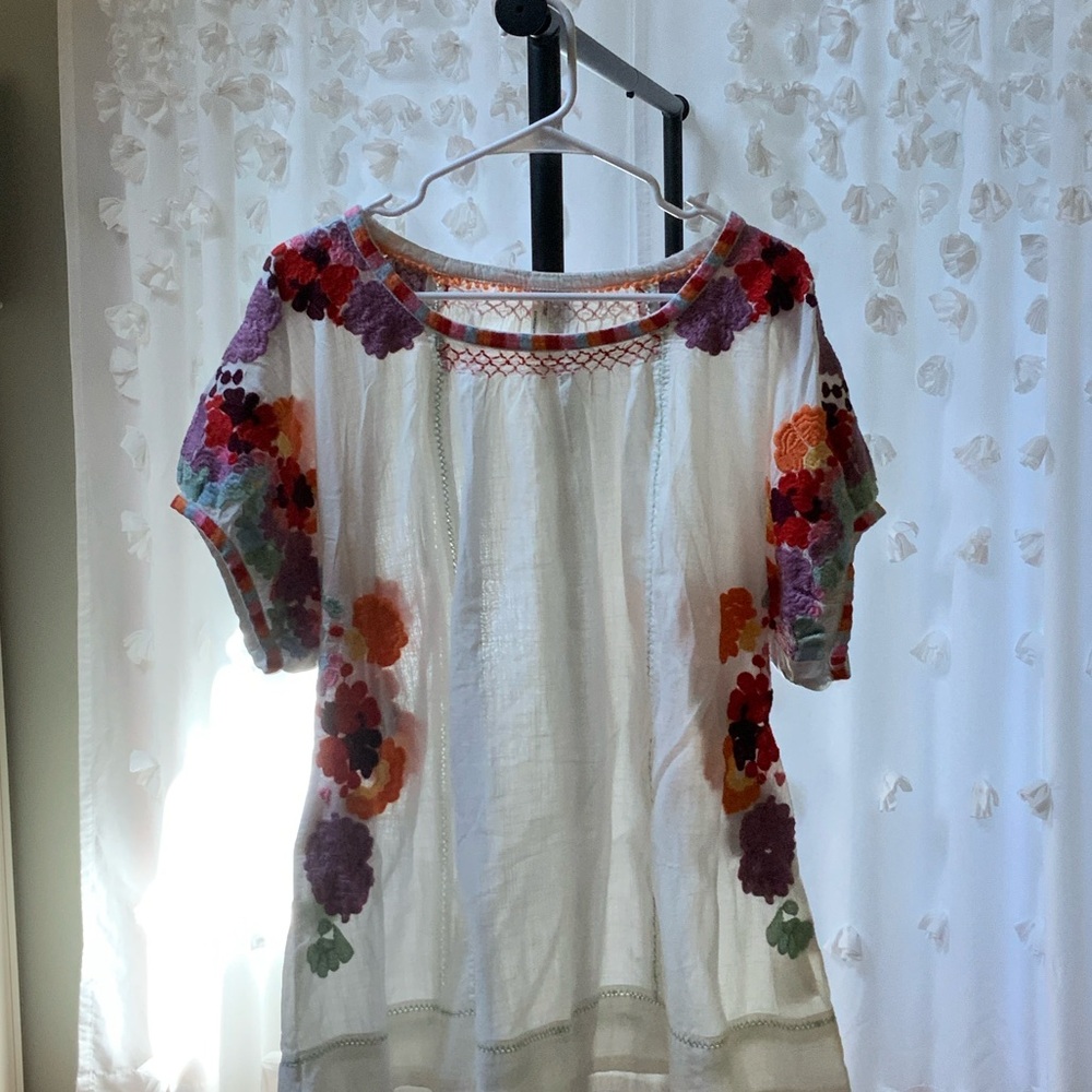 Anthropologie Multicolor Embroidered Blouse
